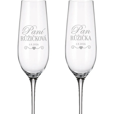 Dekorant Svadobné poháre na šampanské PÁN A PANI LOVE 2 x 270 ml