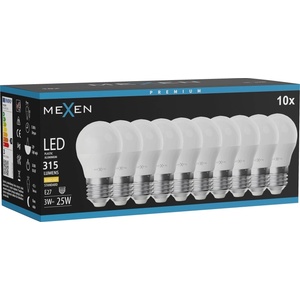 Mexen Nova 10x LED крушка E27, G45, 3W, Топла - 3000K, 315 lm - L101-E27-0330-01x10 (L101-E27-0330-01x10)