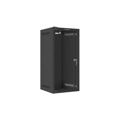 Lanberg Шкаф Lanberg 10" стенен монтаж 12U/280x310 (плоска опаковка) със стъклена врата черен (WF10-2312-10B)