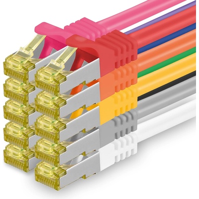 1aTTack. de Cat. 7 network cable 5m 10 colors 10 pieces Cat7 Ethernet cable network LAN cable raw cable 10 Gb s SFTP PIMF LSZH set patch cable with Rj 45 plug Cat. 6a - 4251073617213