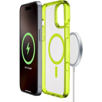 Cellularline Калъф Cellularline - Iconic Mag, iPhone 16 Pro Max, MagSafe, Lime (ICONICMAGIPH16PRML)
