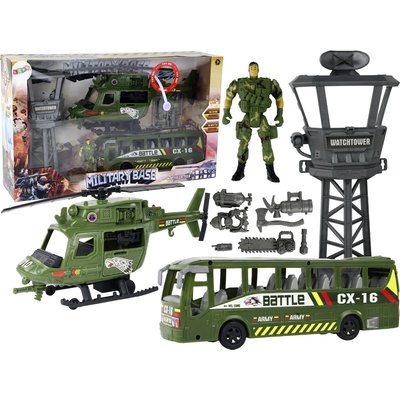 Lean Toys Vojenská súprava helikoptéra motorka veža