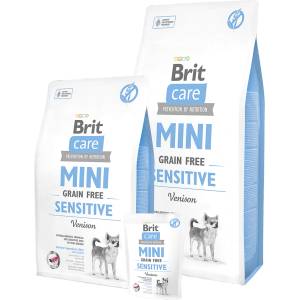 Brit Care Mini Sensitive Grain Free- Пълноценна суха храна за чувствителни и капризни кучета от малките породи, с 40% прясно еленско месо- 7 кг
