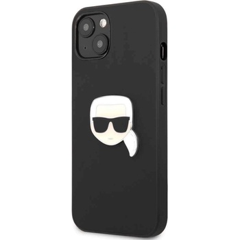 KARL LAGERFELD Karl Head Leather Case - дизайнерски кожен кейс за iPhone 13 (черен)