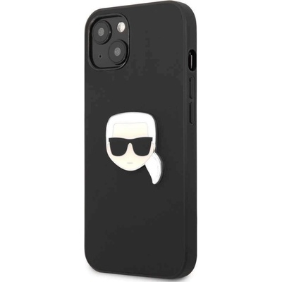 KARL LAGERFELD Karl Head Leather Case - дизайнерски кожен кейс за iPhone 13 (черен)