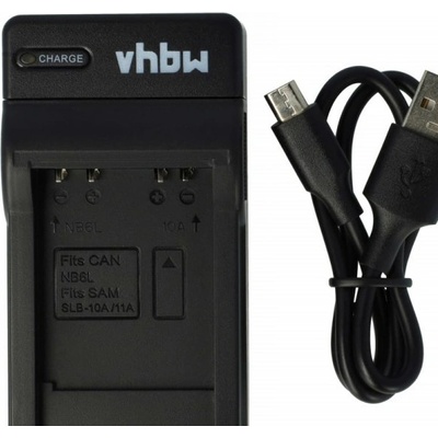 VHBW Зарядно за батерия Canon NB-6L / Samsung SLB-10A / JVC BN-VH105, MicroUSB (800109701)