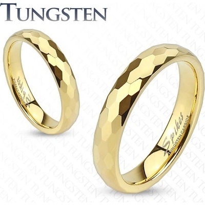 Šperky Eshop Wolframový prsten zlatý kroužek s broušením do šestihranů P03.12