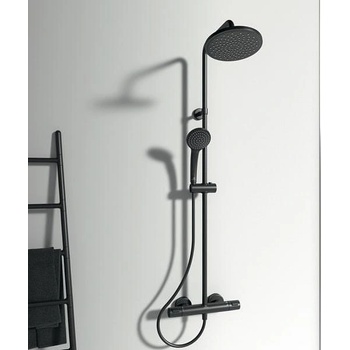 Пакет "Черна коприна": термостатна душ система+смесител за мивка, черен мат