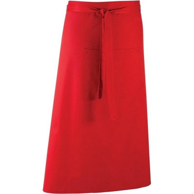 Premier Workwear Dlhá zástera do pása s vreckom Červená