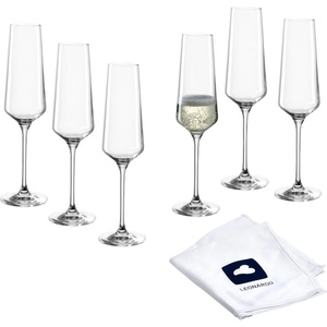 Leonardo home PUCCINI champagne glasses (set of 6) incl. polishing cloth Dishwasher-safe Prosecco goblets (280 ml) Shockproof & suitable for everyday use 040979 (040979)