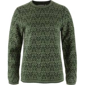 Fjällräven Дамски вълнен пуловер Fjällräven Women's Snow Round Neck Sweater Wool jumper - Deep Forest - размер XS (105-7042-0212)