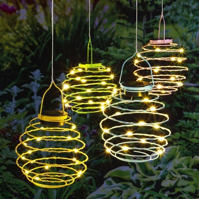 Haushalt international Solární závěsné světlo Spirála Ø 16 cm modré 832315
