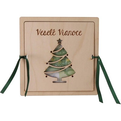ČistéDrevo Drevená kapsa na peniaze - Veselé Vianoce