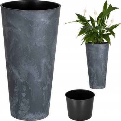 Prosperplast Květináč TUBUS SLIM BETON EFFECT antracit 30 cm