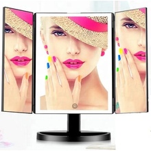 Bezdoteku Trípanelové kozmetické make-up zrkadlo s led osvetlením veľké čierné