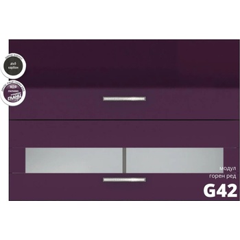 Голд - Аполо Горен кухненски шкаф с клапващи врата и витрина Елинор g42 МДФ 100 см