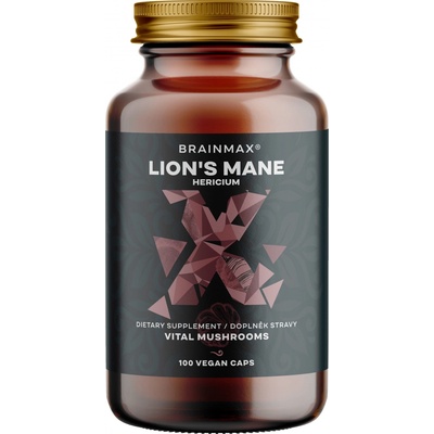 BrainMax Lion's Mane Hericium extrakt 50% polysacharidů a 20% glukanů beta-1,3/1,6 D-glukanů 500 mg 100 rostlinných kapslí