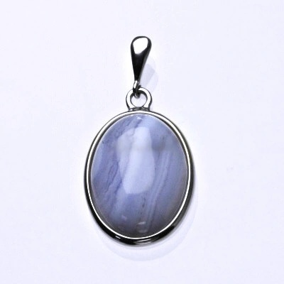 Čištín Stříbrný přívěsek přírodní chalcedon P1493
