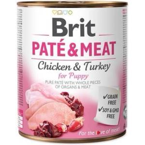 Brit Pate & Meat Puppy - Консерва за подрастващи кучета с Пиле и Пуешко 800 гр