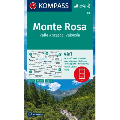 88 Monte Rosa, Valle Anzasca 1: 50 000 KOMPASS