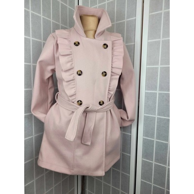 Dievčenský jesenný kabát svetlo ružový