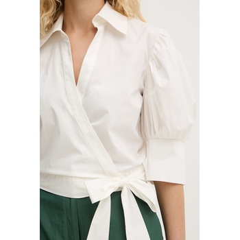 TWINSET блуза с прехлупване дамска памучна с еластан (261AT2021)