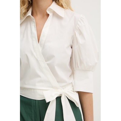 TWINSET блуза с прехлупване дамска памучна с еластан (261AT2021)