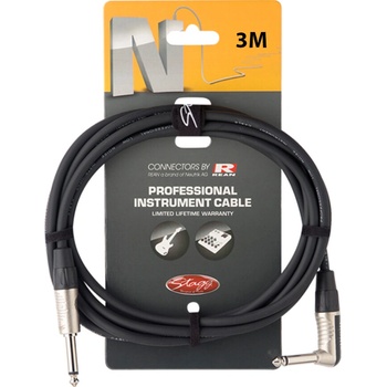 Stagg Инструментален кабел жак - жак l-образен ngc3plr 3 метра