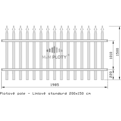 M&M PLOTY - Kovové plotové pole - Liniové standard, grafit Rozměry(š x v): 200 x 150 cm