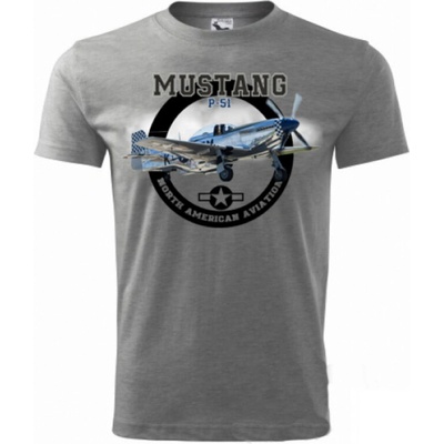 Triko Striker Mustang P-51 šedé