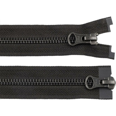 Zip kovový YKK No 5 dělitelný 2 jezdce / dvoucestný 90 cm na kožené bundy Varianta: černá černý nikl, Balení: 1 ks 62567/162919/290438