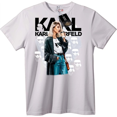 NOONEBRAND Тениска Karl Lagerfeld с момиче и кафе - M, Black