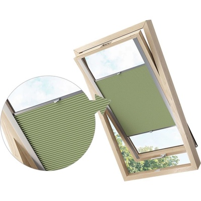 Zebra-shop Zatemňovací Plissé Pro Střešní Okno OLIVOVÁ PM08 Velux C02 stříbrná