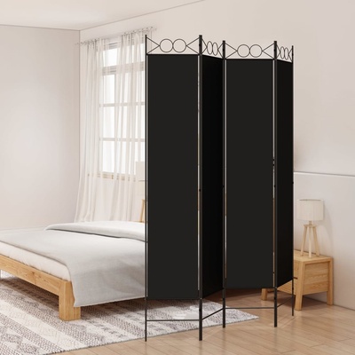 vidaXL 4dílný paraván černý 160x220 cm textil 11461.350169