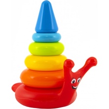 Teddies skládanka pyramida kroužky šnek plast 6ks v síťce 18x20x12 cm
