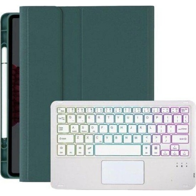 AppleKing pouzdro s podsvícenou klávesnicí, touchpadem a prostorem na Apple Pencil pro iPad 10,9" (2022) / 11" (2025) - petrolejové