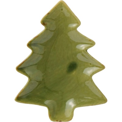 Ib Laursen Keramický talířek Christmas Tree, zelená barva, keramika