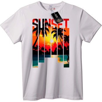 NOONEBRAND Тениска Залез Палмов Плаж - 3XL, White