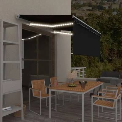 zahrada-XL Ručně zatahovací markýza s roletou a LED 3,5x2,5 m antracitová