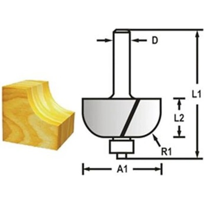 Makita D-48614 - Fréza do dřeva zaoblovací radiusová s kopírovacím ložiskem pr. 22,2 mm radius 4,8 mm