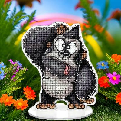 Wonderland Crafts Křížková vyšívací sada nitěmi – Udivená gorila