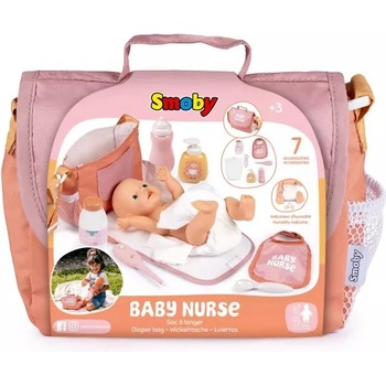 Smoby Комплект "Бейби Нърс": Чанта за пелени с аксесоари - 8 части (7600220387)