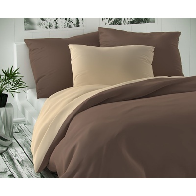 Kvalitex satén povlečení Luxury Collection tmavě hnědé béžové 140x200 70x90