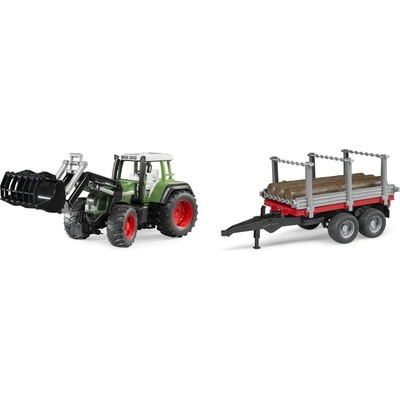 Bruder 1163 Traktor Fendt Vario 926 s nakladačem a přívěsem na klády