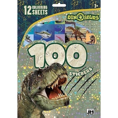 100 samolepiek s maľovankovými listami Dinosaury