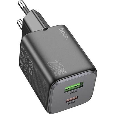 hoco. N41 Променливотоково зарядно устройство USB+Type-C гнездо 20W, PD бързо зарядно устройство 3.0, ЧЕРНО N41_B (N41_B)