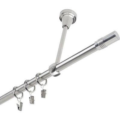 OK-GarnýžeCZ Garnýž kovová jednořadá 19mm Cylinder nerez 180 cm do stropu / kroužky s žabkou