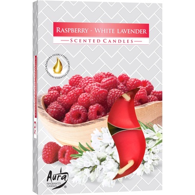 BISPOL Ароматни свещи Bispol Aura - Raspberry-White Lavender, 6 броя (p15-352)