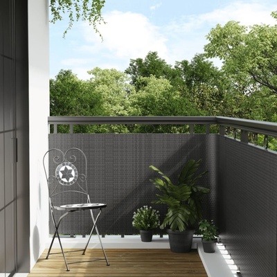 vidaXL Balkonová zástěna 300 x 100 cm polyratan antracitová