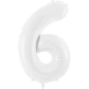Party Deco Фолиев Балон Цифра, Бяло, 86см - 6 (fb130-6-008)